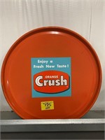 23" ROUND ORANGE CRUSH STICKER METAL LID SIGN