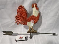 WOOD ROOSTER WEATHERVANE TOPPER - AS FOUND 21x14