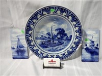 EDMUND COTE CHINA PLATE + 2 HOLLAND HANGERS