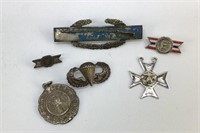 Lot of Assorted Sterling Silver Military badges