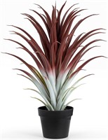 Red Artificial Aloe Vera Plant 26in  Black Pot 2pk