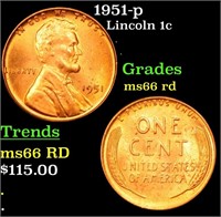 1951-p Lincoln Cent 1c Grades GEM+ Unc RD