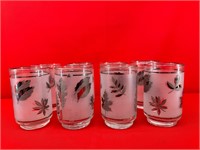 8 Vintage Silver Leaves Highball Drinking Glasses