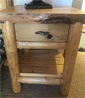 Log Night Stand With Drawer