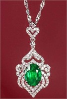 2.06ct Natural Emerald Pendant 18K Gold