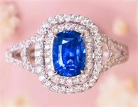 2.6ct Royal Blue Sapphire Ring 18K Gold