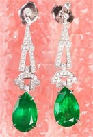 4.39ct Natural Emerald Dangle Earrings 18K Gold