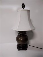 Vintage Brass Table Lamp w/ Wood Base