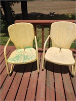 Yellow painted metal outdoor chair set