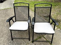 Pr of Black Folding Chairs w/ Gray Cushions