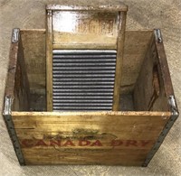 Vintage crate and washboard