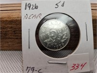 1926 5 CENT CANADIAN NICKEL (NEAR)