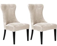 Set of 2 Velvet Wingback Chair Cover Slipcover