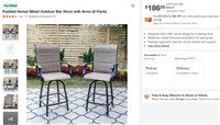 E2075 Padded Swivel Metal Outdoor Bar Stool 2-Pack