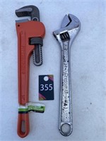 Pittsburg 14" Steel Pipe Wrench & 12" Crescent ...