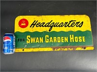 SWAN GARDEN HOSE DOUBLE SIDED SIGN 21X10 INCHES