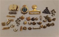 Assorted Metal Military Badges & More