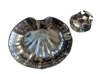 Vintage Handmade Pewter Clam Shell Bowl