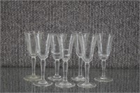 7 Vintage Etched Crystal Wine Glasses