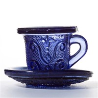 PRESSED LACY TOY CUP AND SAUCER, violet blue, cup