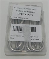 10 Screw in Open Loop Hooks