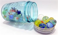 * Marbles in Old Vintage Glass with Zinc Top and