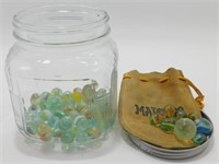 * Marbles in Old Vintage Glass with Shooters with