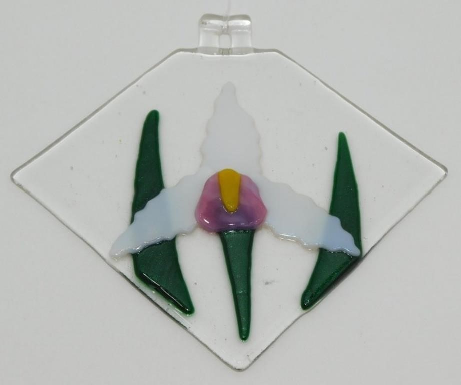 * Fused Glass Iris Sun Catcher - 6 ¼” long