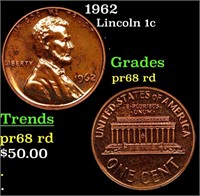 Proof 1962 Lincoln Cent 1c Grades Gem++ Proof Red