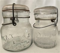 Lot of 2 vintage glass jars
