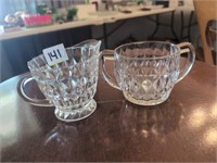 Clear glass sugar and creamer vintage glassware