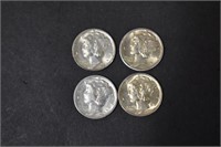Mercury Dimes (4) -90% Silver Bullion Coin