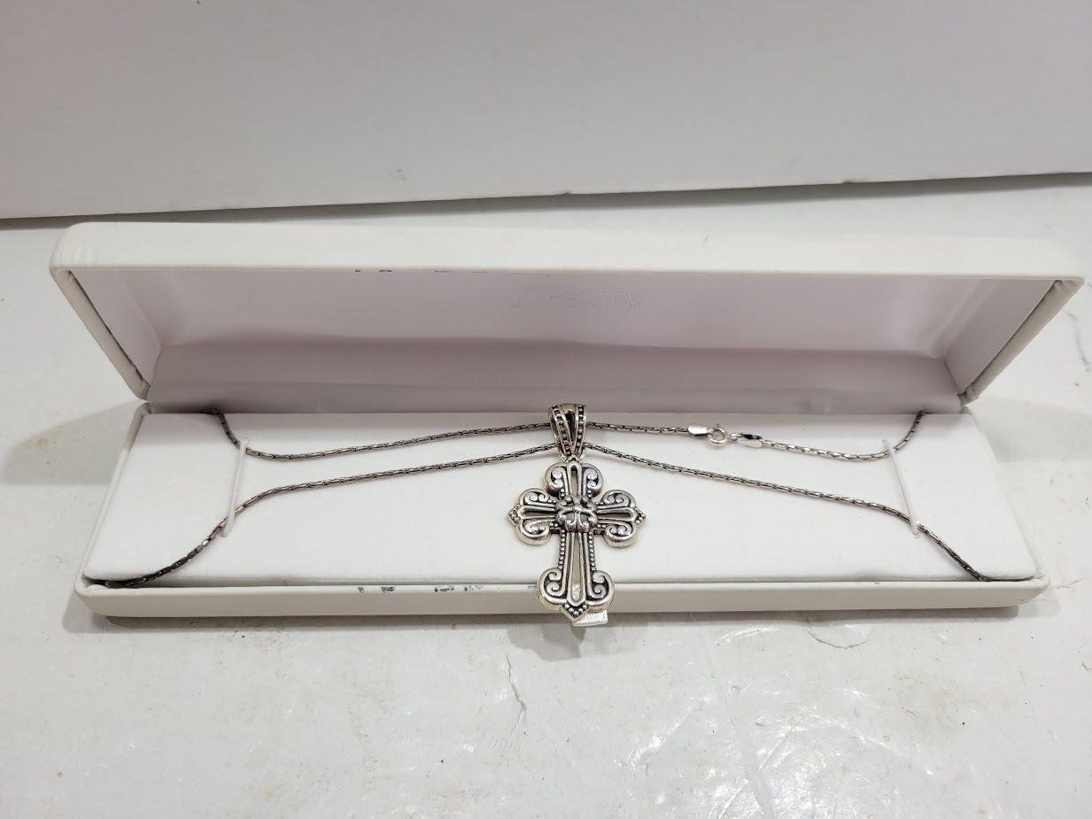 Silver-Plate? Cross Necklace