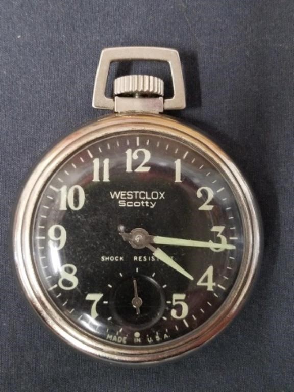 Vintage Westclox Scotty Pocket Watch *Works*
