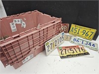 Tote w  Lot of Embossed Indiana License Plates
