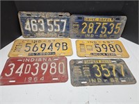1956, 57, 59, 62, 64 Indiana License Plates