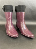 Ferragamo Rain Boots Purple with Small Heel