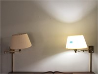 Pair Brass Wall Mount Lights with Shades