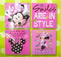 4 Pack Minnie Mouse Canvas Wall Art
