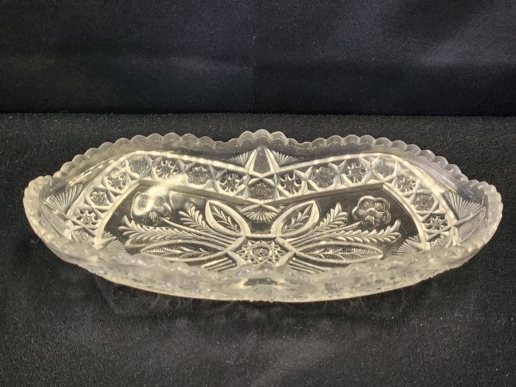 FLORAL CUT GLASS DISH