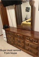 Furniture-9 drawer dresser with mirror 68x18x30"h