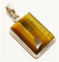 1.25" Sterling Silver & Tiger's Eye Pendant 9.1g