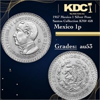 1957 Mexico 1 Silver Peso Santos Collection KM# 45