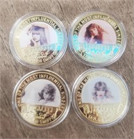(4) Gold Plated Taylor Swift Collectible Rounds