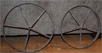 Antique Primitive Amish Metal 5 Spoke Buggy Wheels