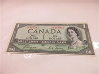 1954 DEVIL'S FACE  CANADIAN $1  DOLLAR BANK NOTE