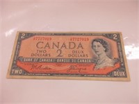 1954 DEVIL'S FACE  CANADIAN $2 DOLLAR BANK NOTE