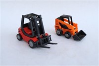 Two Small Fork Lift & Bobcat Metal & Plastic Toys