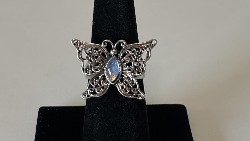 Beautiful Butterfly Ring Abalone Inlay