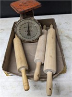 TRAY ROLLING PINS AND VINTAGE SCALE